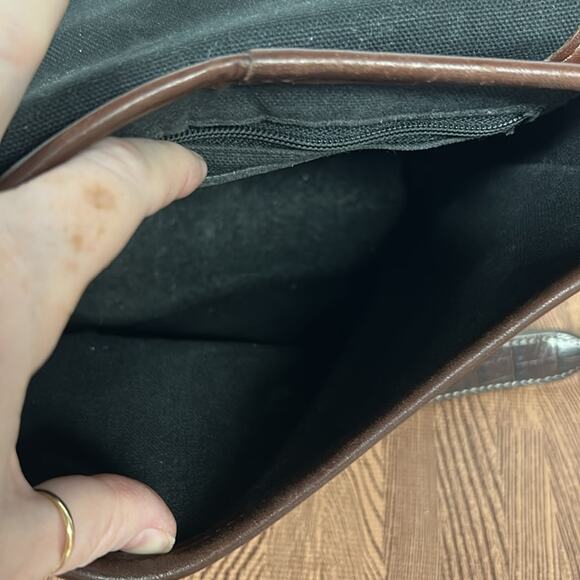 Vintage Brighton Bucket Black And Brown Croc Print Leather Crossbody 1996 - Picture 8 of 14